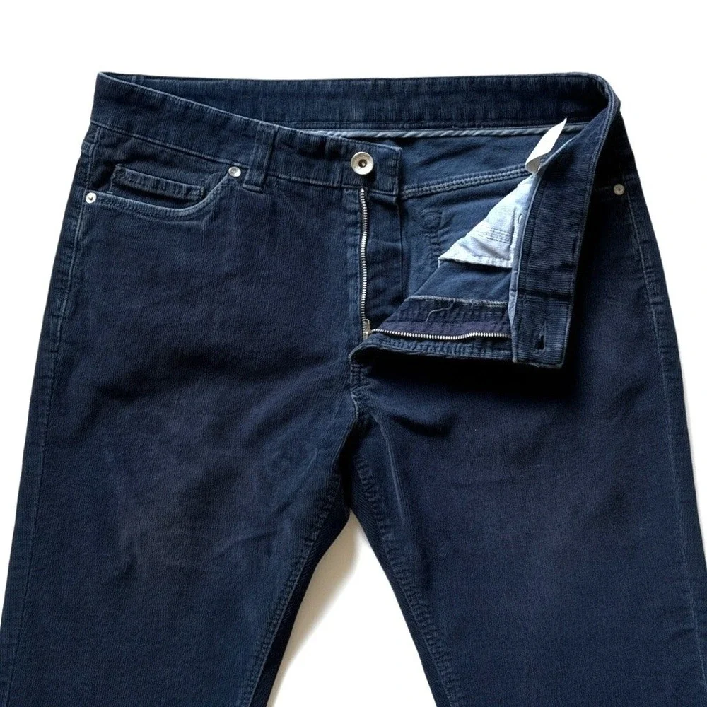 Jack Victor Mens Jimmy Slim Straight Corduroy Jeans Navy Blue Mens Pants 34 x 33 - Picture 3 of 6